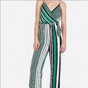 Green striped express romper